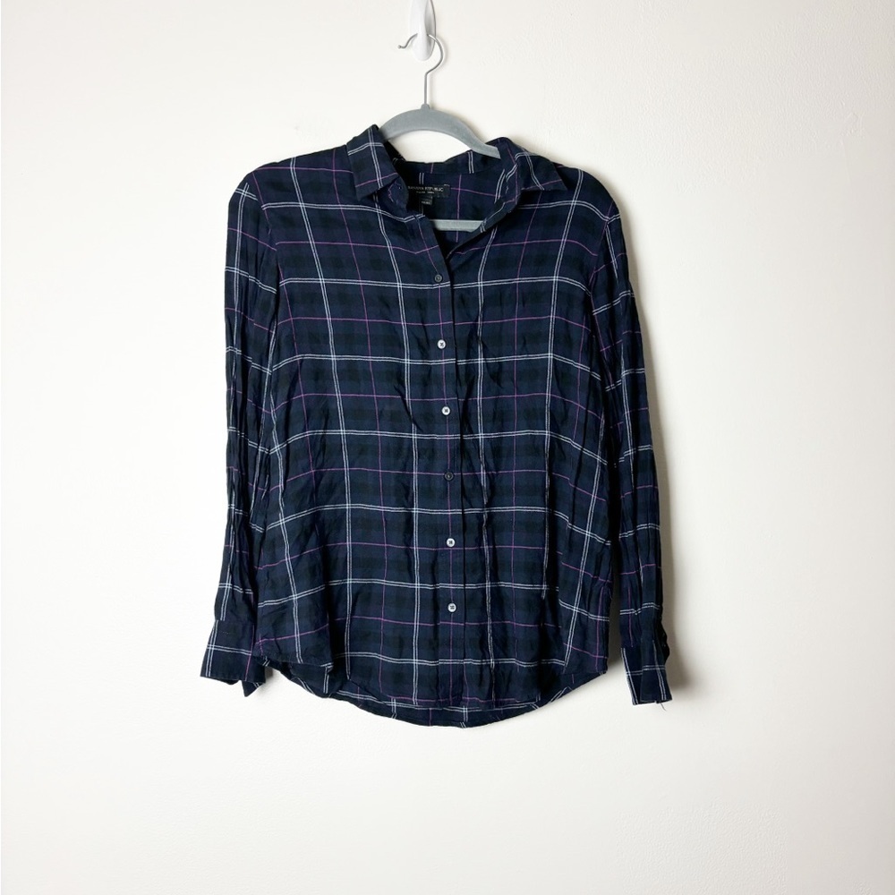 BANANNA REPUBLIC • Women’s Dillon Shirt Plaid Button Down Rayon Size Small